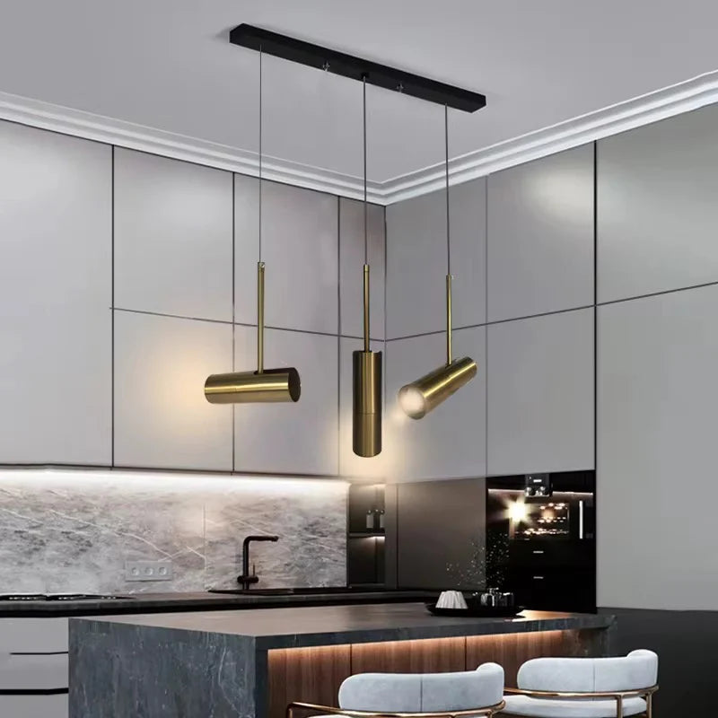 Golden Movable Cylinder Hanging Light