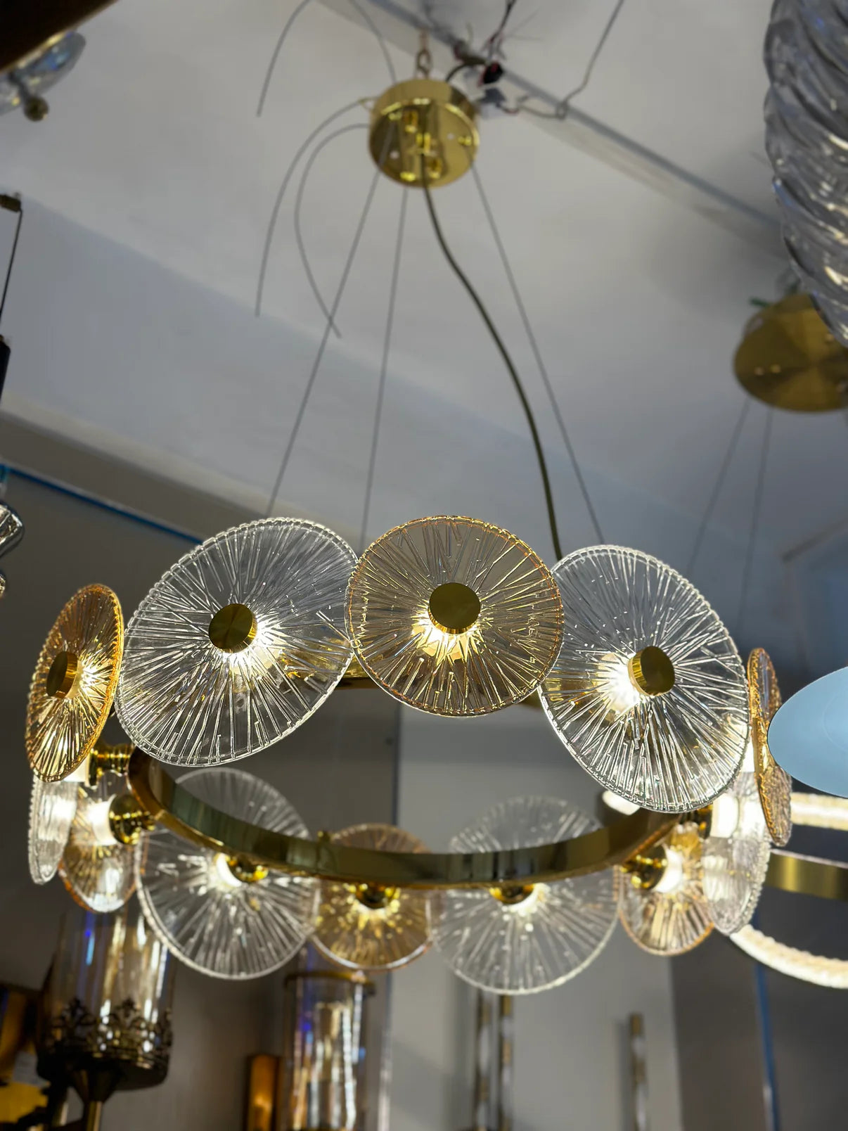 Luxury Glass LED ring chandelier