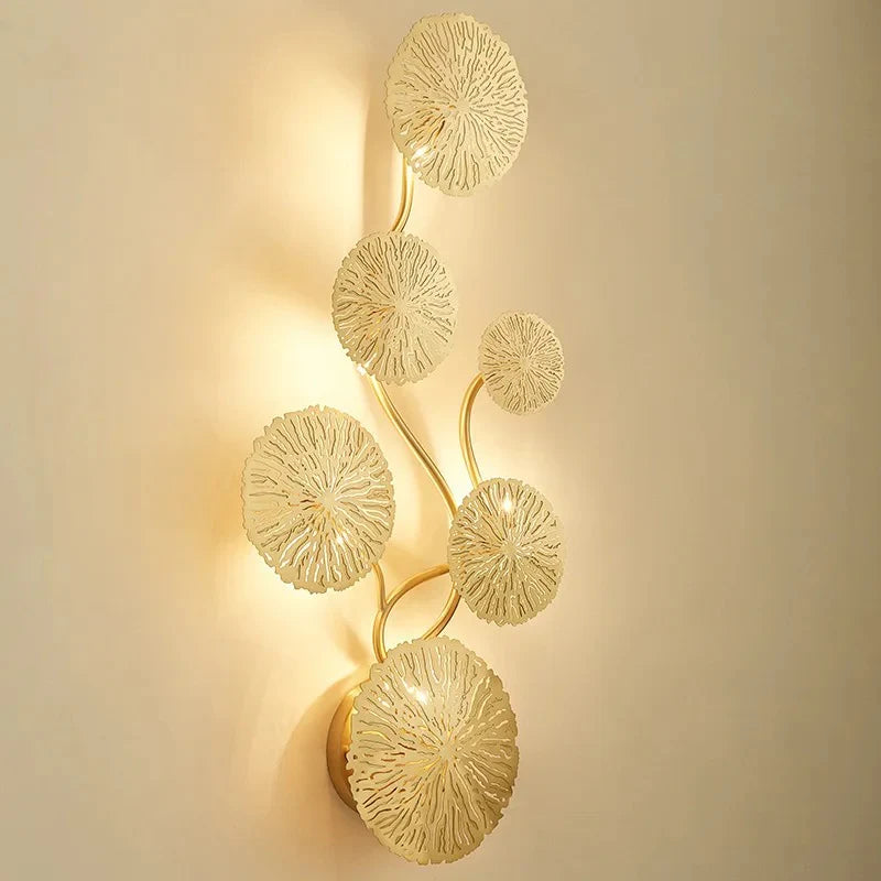 Copper luster Gold Lotus Leaf Wall Light