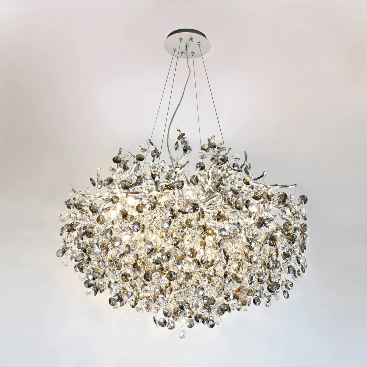 Smoked Grey Crystal Beaded Chandelier