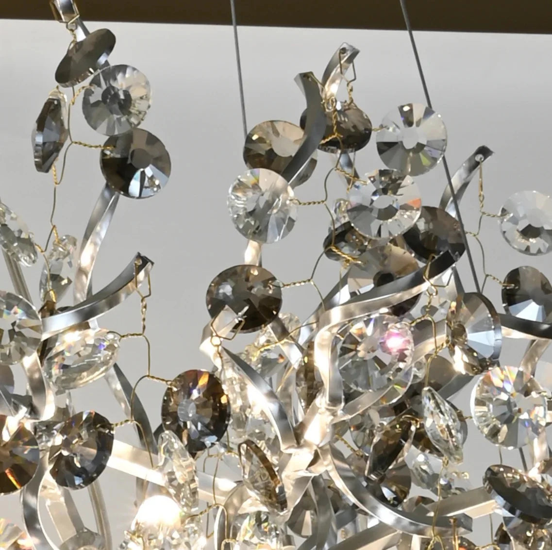 Smoked Grey Crystal Beaded Chandelier