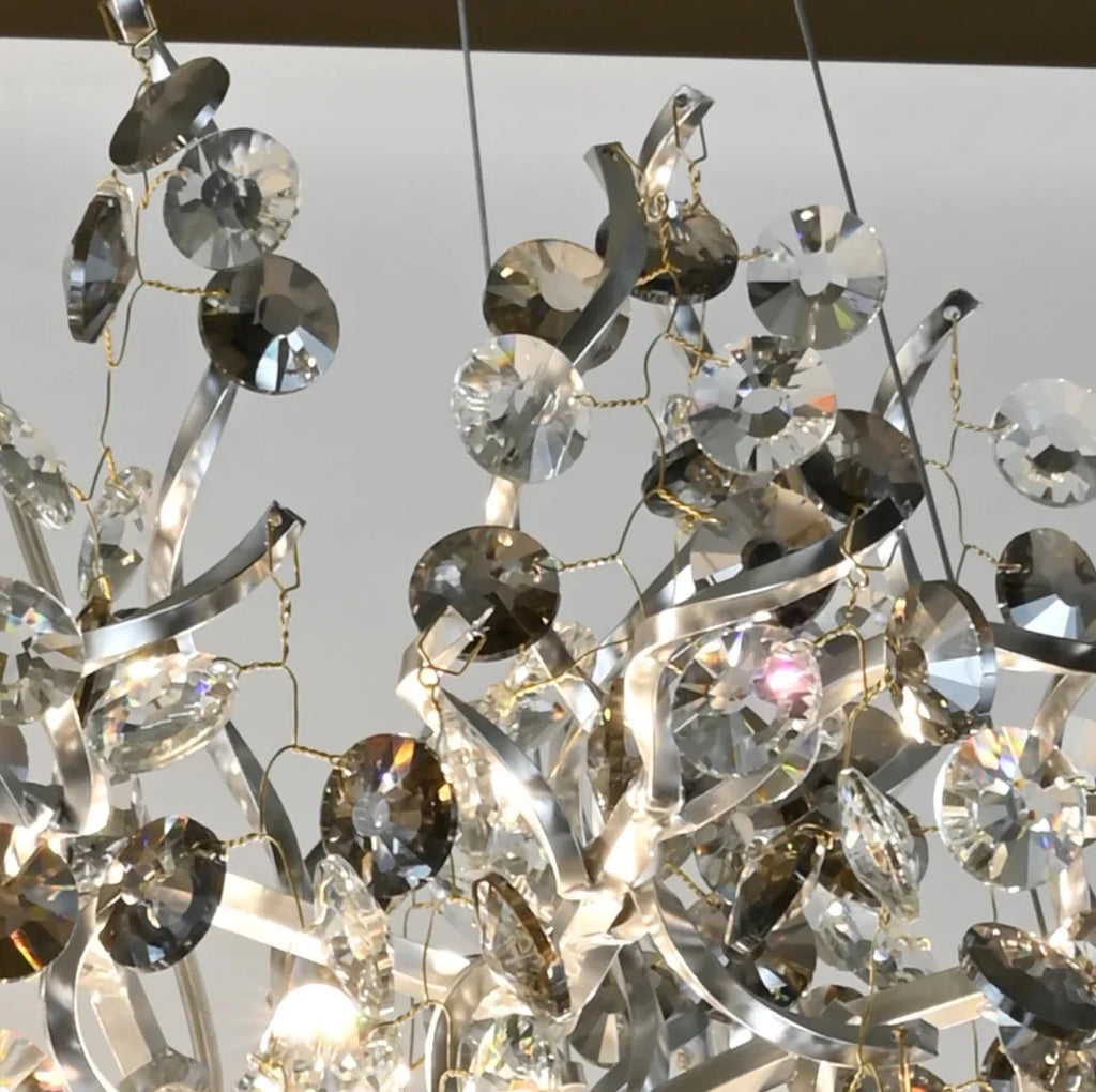 Smoked Grey Crystal Beaded Chandelier