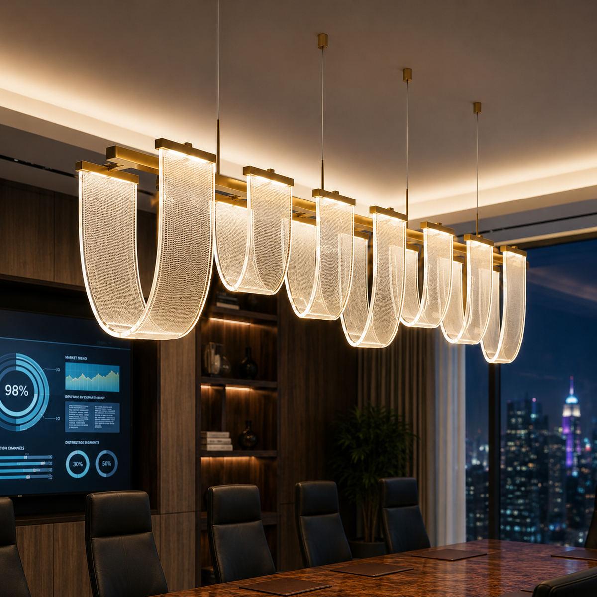 U-Shape Crystal Linear Hanging Light