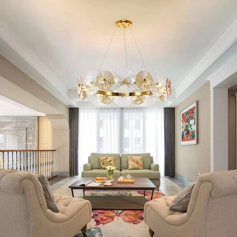 Luxury Glass LED ring chandelier