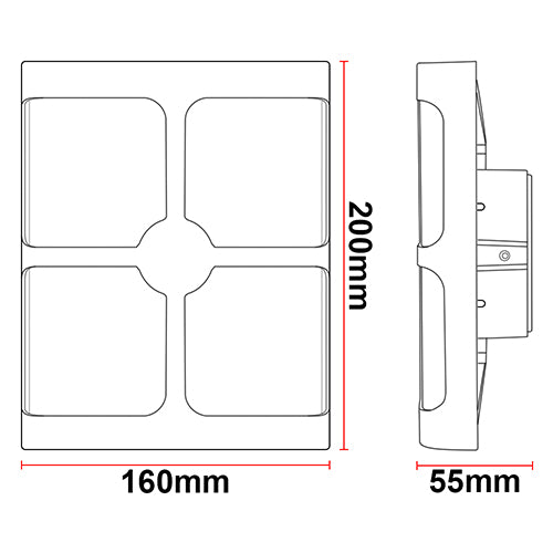 Four-Square led Wall Lamp