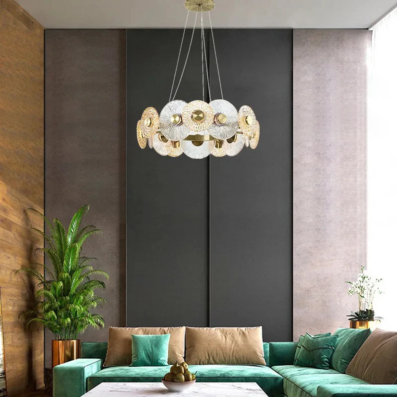 Luxury Glass LED ring chandelier