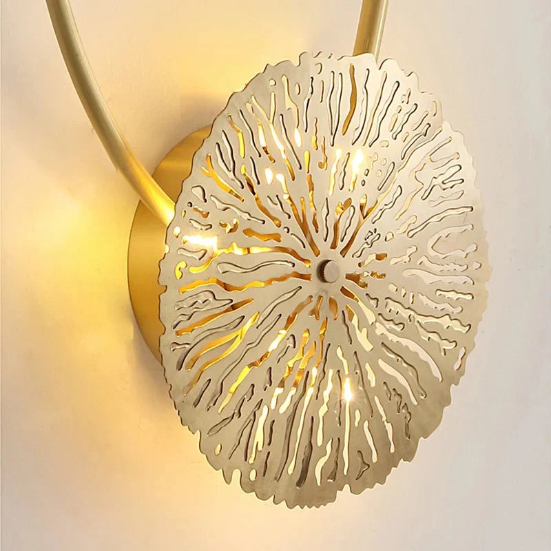 Copper luster Gold Lotus Leaf Wall Light