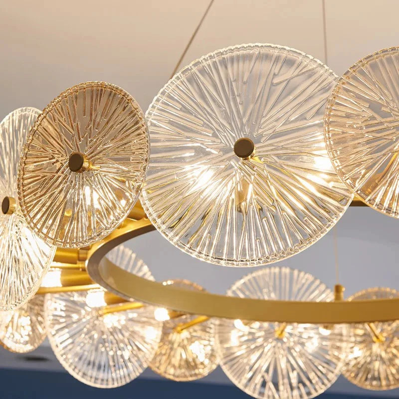 Luxury Glass LED ring chandelier