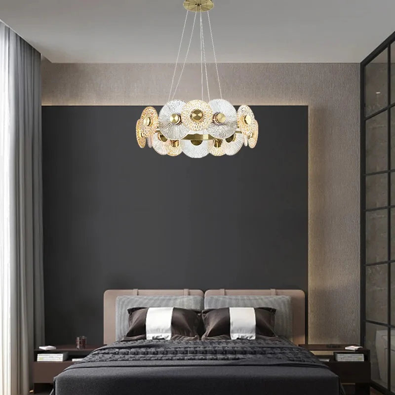 Luxury Glass LED ring chandelier
