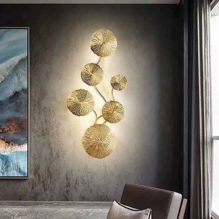 Copper luster Gold Lotus Leaf Wall Light
