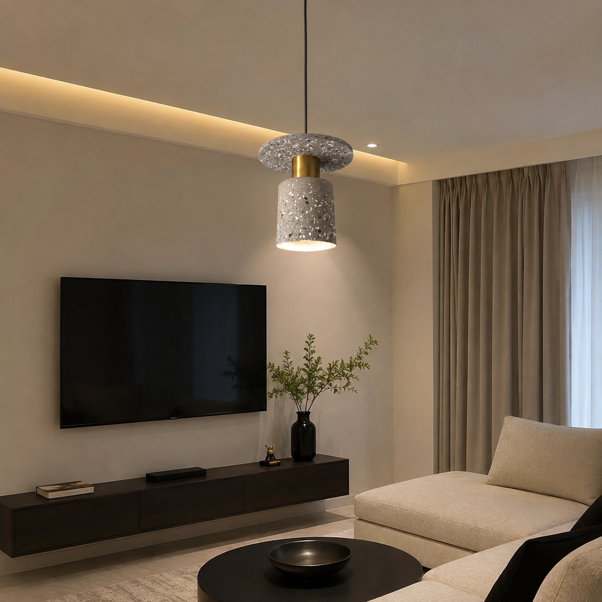 Grey stonic hanging light