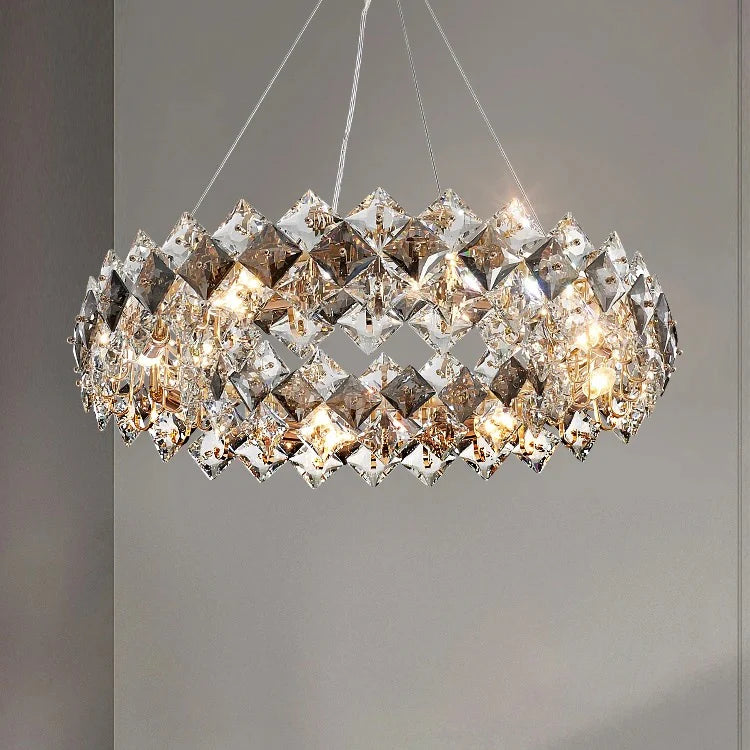 Gold Grey Round Crystal light Modern Crystal Chandelier