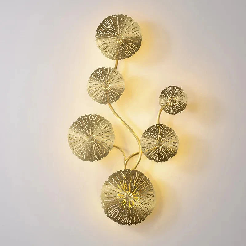 Copper luster Gold Lotus Leaf Wall Light
