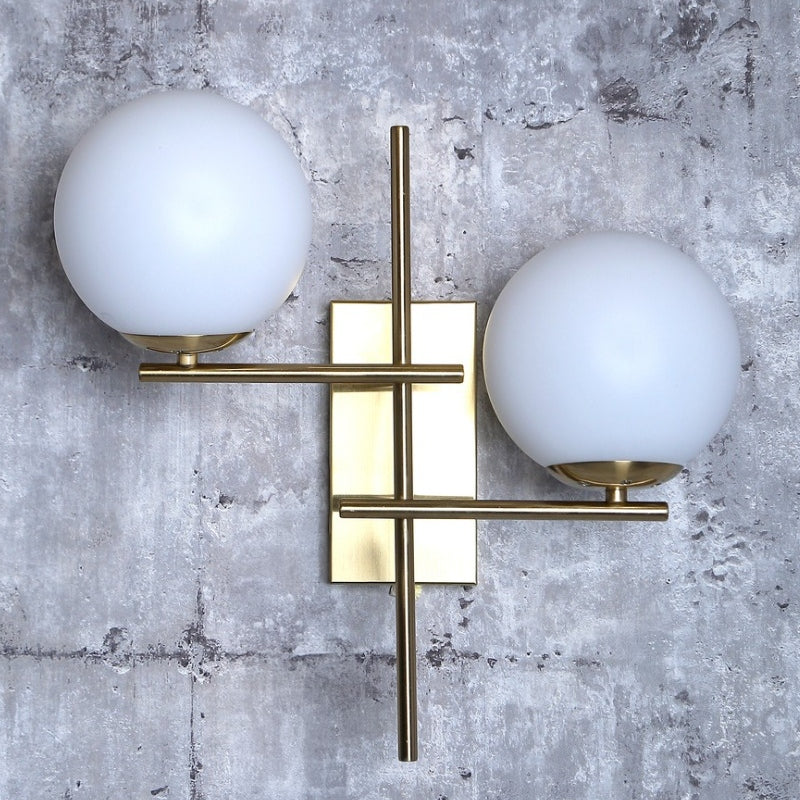 Sandy Gold Metal Opal Glass Wall Light