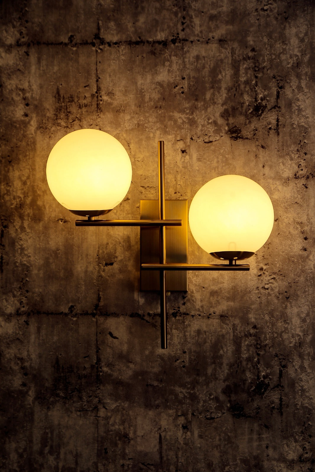 Sandy Gold Metal Opal Glass Wall Light
